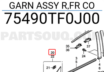 Honda 75490TF0J00 GARN ASSY R,FR CO