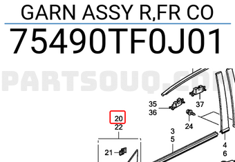 Honda 75490TF0J01 GARN ASSY R,FR CO