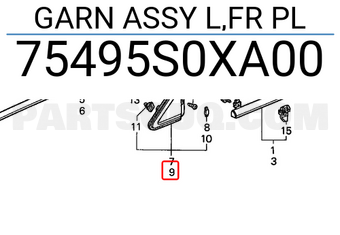Honda 75495S0XA00 GARN ASSY L,FR PL