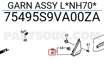 Honda 75495S9VA00ZA GARN ASSY L*NH70*