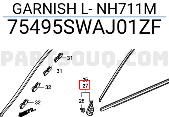 Honda 75495SWAJ01ZF GARNISH L- NH711M
