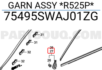 Honda 75495SWAJ01ZG GARN ASSY *R525P*