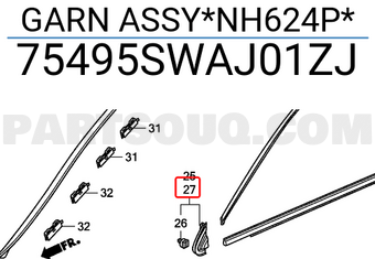 Honda 75495SWAJ01ZJ GARN ASSY*NH624P*