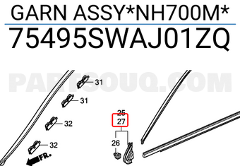 Honda 75495SWAJ01ZQ GARN ASSY*NH700M*