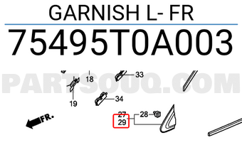 Honda 75495T0A003 GARNISH L- FR