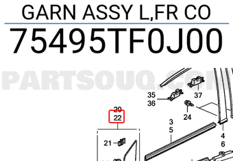 Honda 75495TF0J00 GARN ASSY L,FR CO