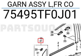 Honda 75495TF0J01 GARN ASSY L,FR CO