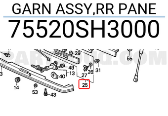 Honda 75520SH3000 GARN ASSY,RR PANE