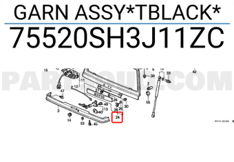 Honda 75520SH3J11ZC GARN ASSY*TBLACK*