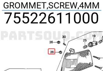 Honda 75522611000 GROMMET,SCREW,4MM