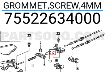 Honda 75522634000 GROMMET,SCREW,4MM