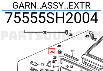 Honda 75555SH2004 GARN.,ASSY.,EXTR