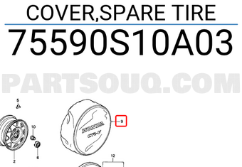 Honda 75590S10A03 COVER,SPARE TIRE