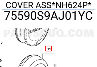 Honda 75590S9AJ01YC COVER ASS*NH624P*