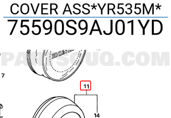 Honda 75590S9AJ01YD COVER ASS*YR535M*