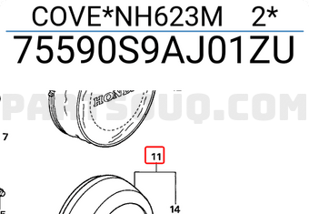 Honda 75590S9AJ01ZU COVE*NH623M 2*