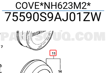 Honda 75590S9AJ01ZW COVE*NH623M2*
