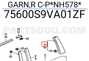 Honda 75600S9VA01ZF GARN,R C-P*NH578*