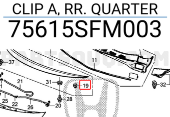 Honda 75615SFM003 CLIP A, RR. QUARTER