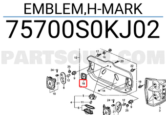 Honda 75700S0KJ02 EMBLEM,H-MARK