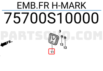 Honda 75700S10000 EMB.FR H-MARK