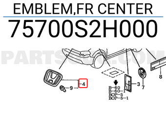 Honda 75700S2H000 EMBLEM,FR CENTER