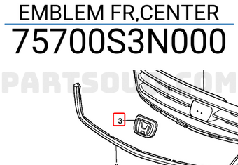 Honda 75700S3N000 EMBLEM FR,CENTER