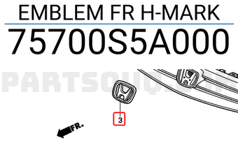 Honda 75700S5A000 EMBLEM FR H-MARK