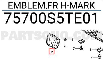 Honda 75700S5TE01 EMBLEM,FR H-MARK