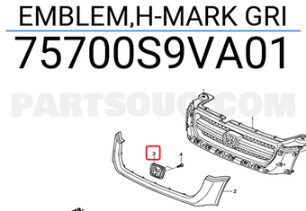 Honda 75700S9VA01 EMBLEM,H-MARK GRI