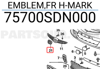Honda 75700SDN000 EMBLEM,FR H-MARK