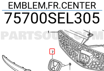 Honda 75700SEL305 EMBLEM,FR.CENTER