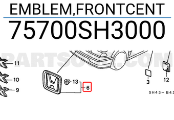 Honda 75700SH3000 EMBLEM,FRONTCENT