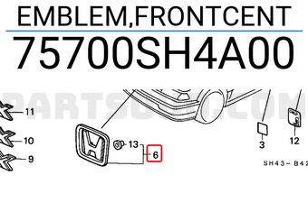 Honda 75700SH4A00 EMBLEM,FRONTCENT