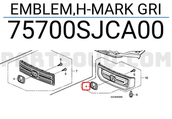 Honda 75700SJCA00 EMBLEM,H-MARK GRI