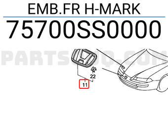 Honda 75700SS0000 EMB.FR H-MARK