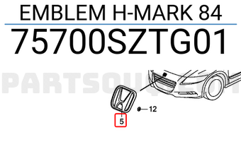 Honda 75700SZTG01 EMBLEM H-MARK 84