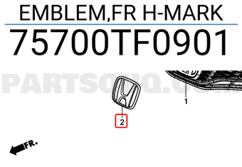 Honda 75700TF0901 EMBLEM,FR H-MARK