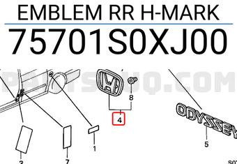 Honda 75701S0XJ00 EMBLEM RR H-MARK