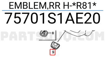 Honda 75701S1AE20 EMBLEM,RR H-*R81*
