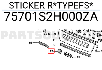 Honda 75701S2H000ZA STICKER R*TYPEFS*