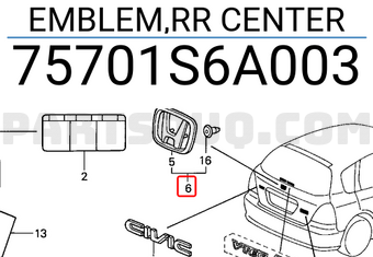 Honda 75701S6A003 EMBLEM,RR CENTER
