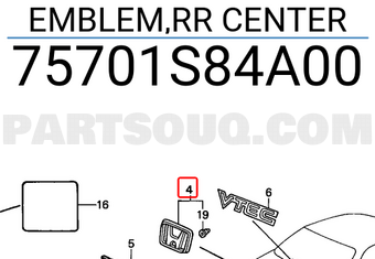 Honda 75701S84A00 EMBLEM,RR CENTER