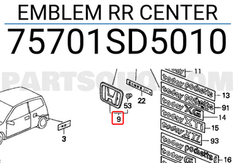 Honda 75701SD5010 EMBLEM RR CENTER