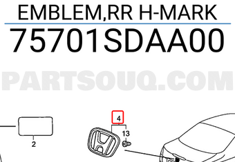Honda 75701SDAA00 EMBLEM,RR H-MARK