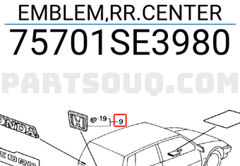 Honda 75701SE3980 EMBLEM,RR.CENTER