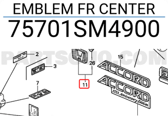 Honda 75701SM4900 EMBLEM FR CENTER