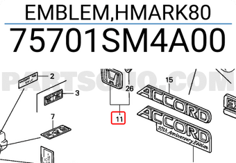 Honda 75701SM4A00 EMBLEM,HMARK80
