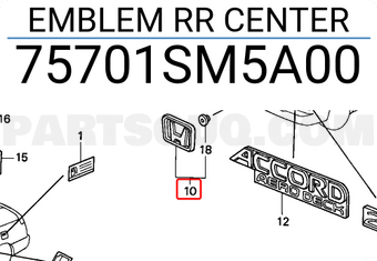 Honda 75701SM5A00 EMBLEM RR CENTER