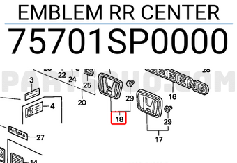 Honda 75701SP0000 EMBLEM RR CENTER